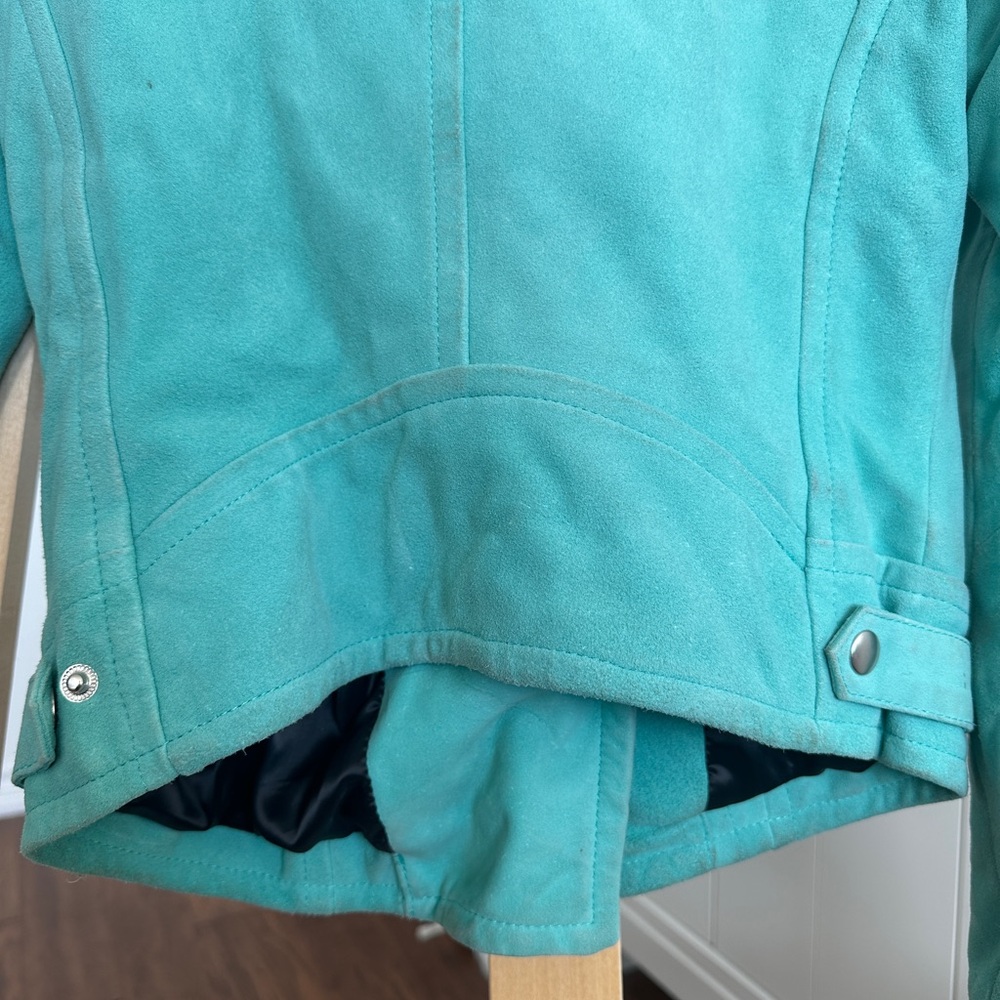 Mackage Freda Turqoise Suede Jacket 100% GOAT Skin - Picture 6 of 13